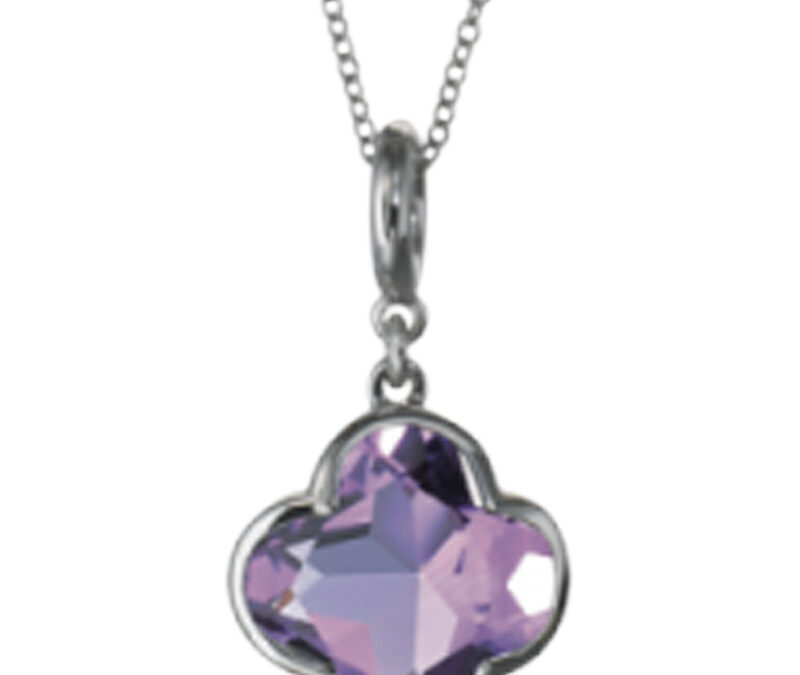 Amethyst flower Cocktail pendant in 18k white gold