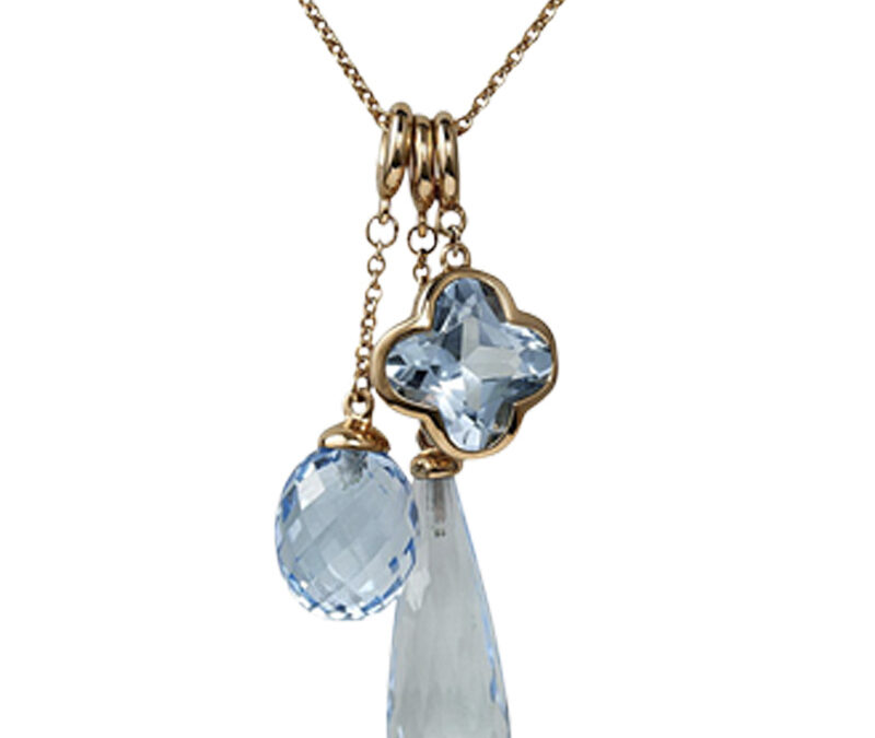 Blue topaz Cocktail pendants in 18k rose gold