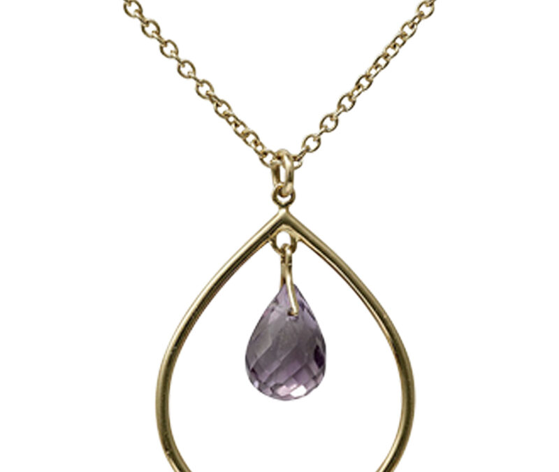 Chandelier amethyst pendant in 18k yellow gold