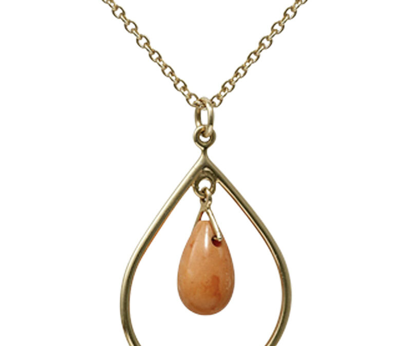 Chandelier orange coral pendant in 18k yellow gold