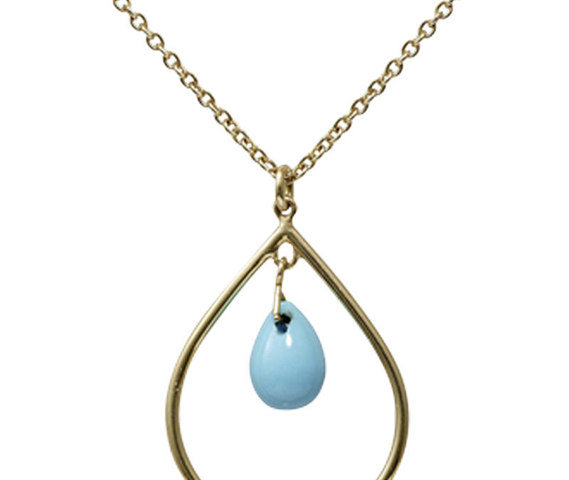 Chandelier turquoise pendant in 18k yellow gold