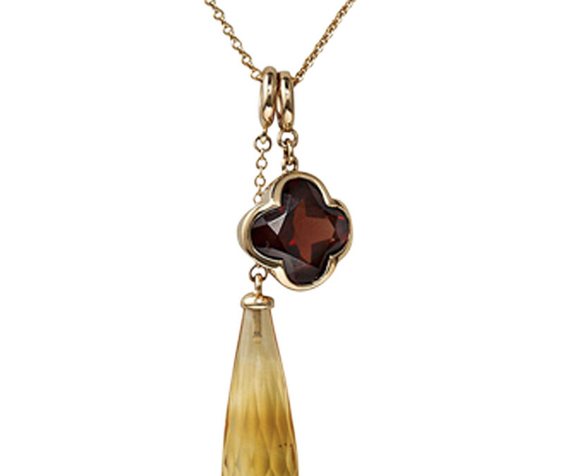 Citrine and garnet Cocktail pendants in 18k rose gold