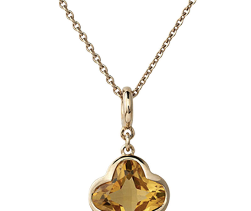 Citrine flower Cocktail pendant in 18k rose gold