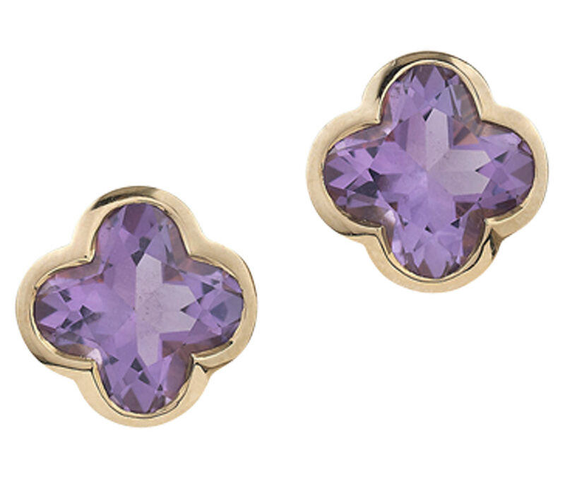 Cocktail amethyst flower stud earrings in 18k rose gold