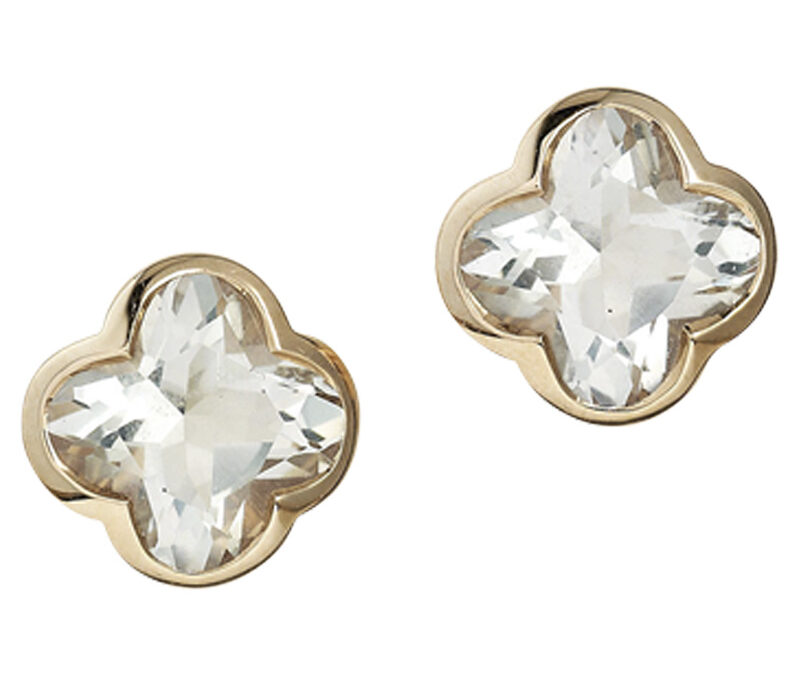 Cocktail green quartz flower stud earrings in 18k rose gold