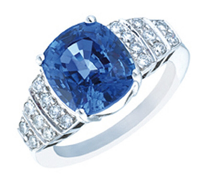 Commission: Blue Sapphire & Diamond Engagement Ring