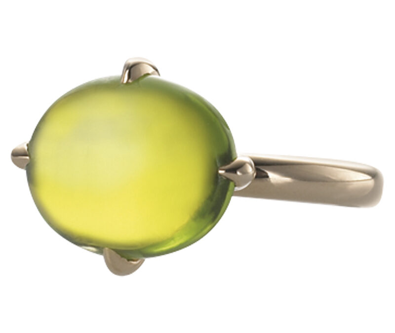 Peridot Cabochon ring in 18k rose gold