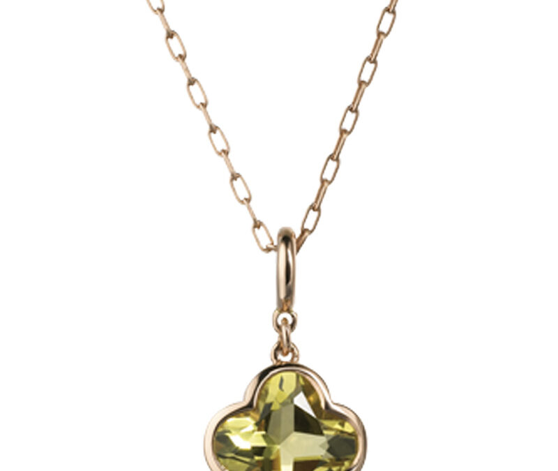 Praziolite flower Cocktail pendant in 18k rose gold