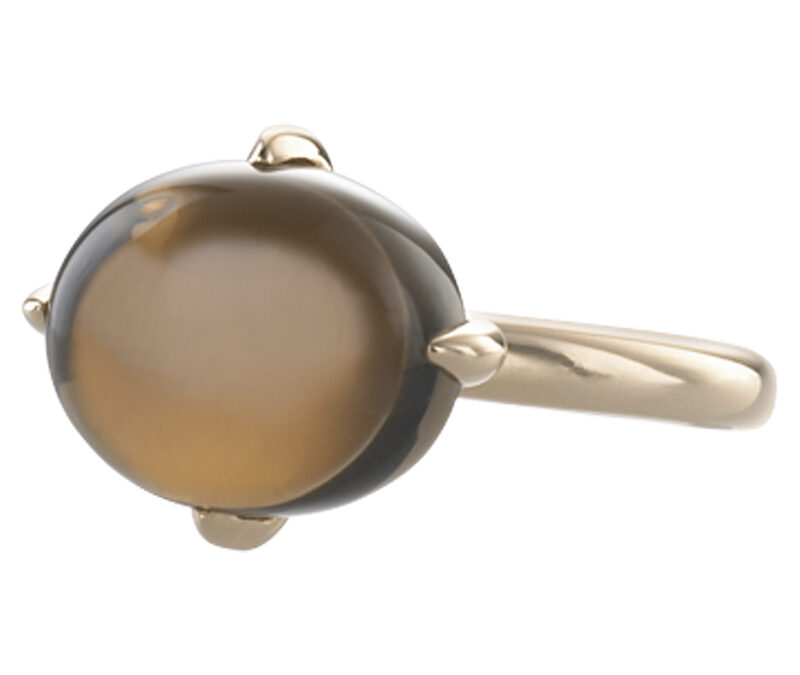Smoky quartz Cabochon ring in 18k rose gold