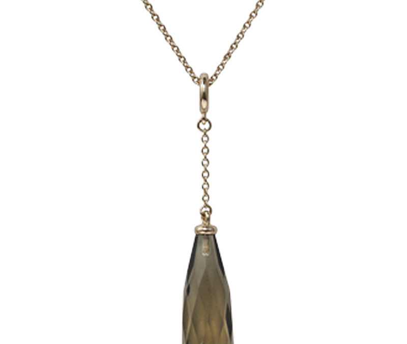 Smoky quartz briolette Cocktail pendant in 18k rose gold