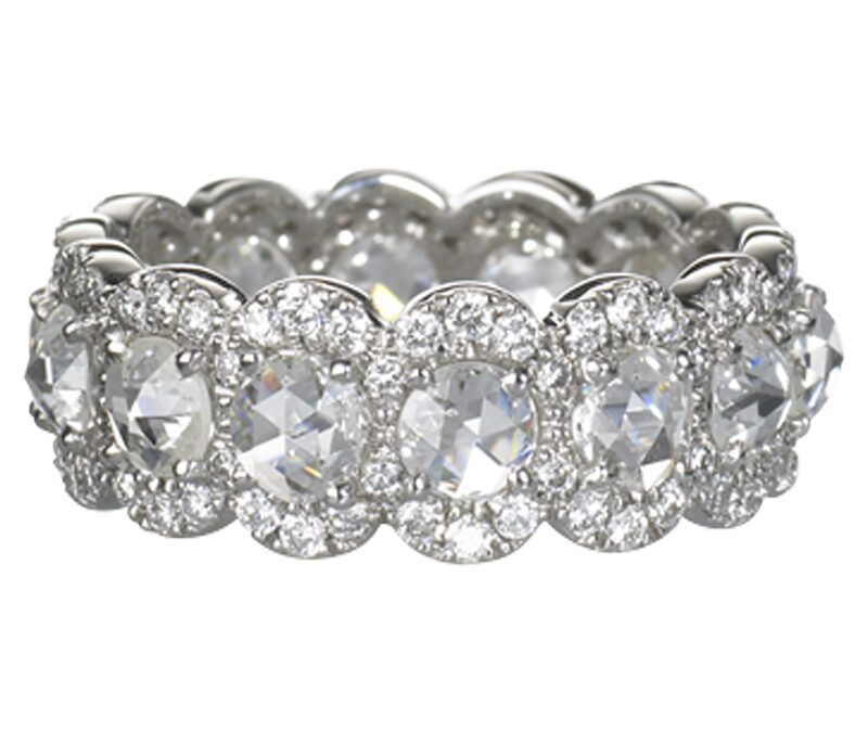 White diamonds scalloped eternity band in 18k white gold